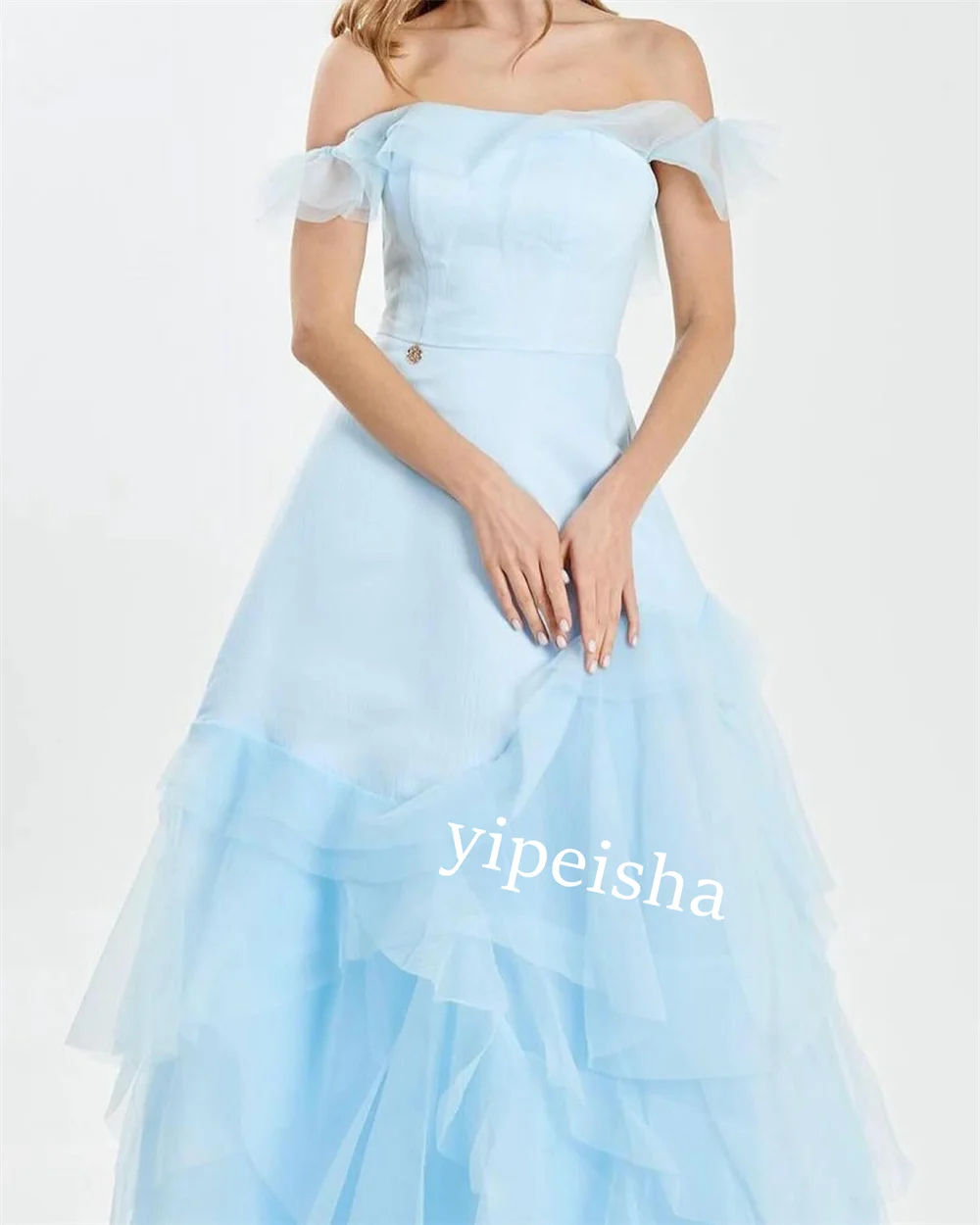 Jiayigong  Jersey Pleat Cocktail Evening A-line Boat Neck Bespoke Occasion Gown Long Dresses Saudi Arabia