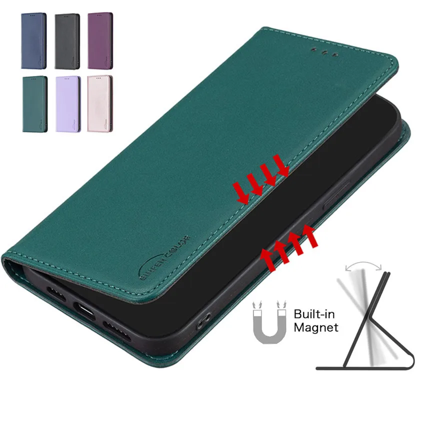 Ultra Thin Magnetic Leather Phone Case For Xiaomi POCO C31 C55 F3 F5 M3 X5 Pro X3 Nfc Flip Card Slot Wallet Cover