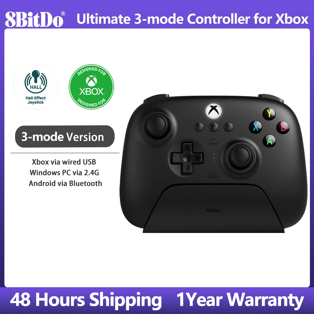 8BitDo Ultimate 3-mode Controller for Xbox，Gamepad with Hall Effect Joystick for Xbox Series X / S, Xbox One,PC Windows,Android