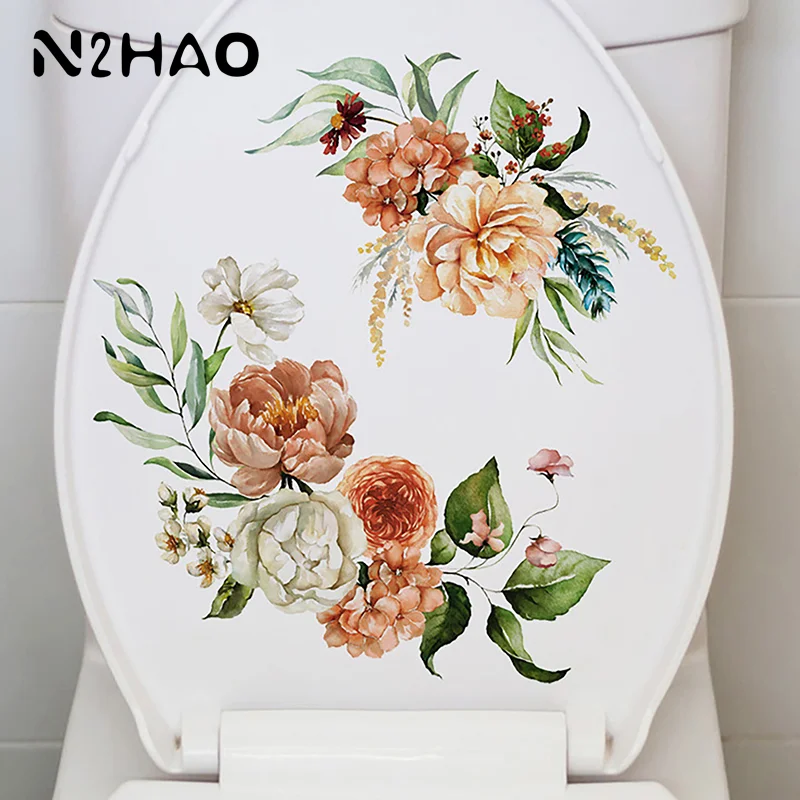 Butterfly Flower Toilet Seat Stickers Self-Adhesive Toilet Lid Decals Diy Removable Stickers For Bathroom Home Decor Ornaments