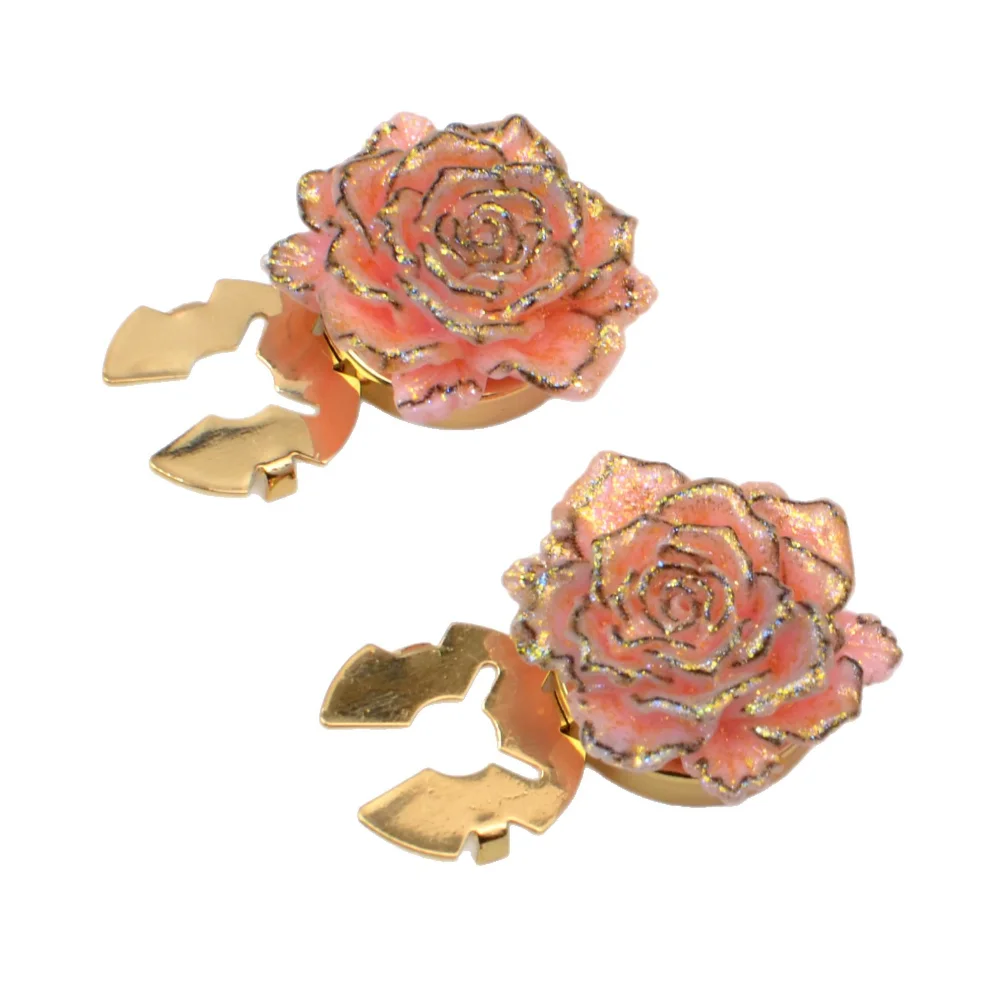 2 PCS Colorful Golden-plated Rose Cufflinks Multi-colored Enamel Flower Brooch Girly Dress Suit Jacket and Accessories - view 5