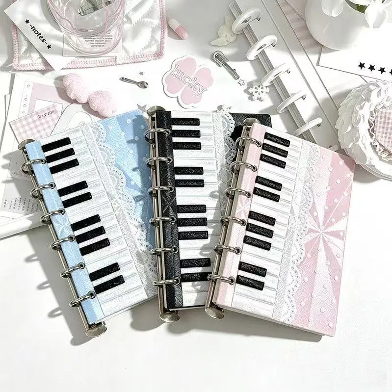 New High Beauty New A7 Pink Piano Key Portable Handbook Notebook Horizontal Line Diary Notebook Beautiful Girl Cute Student Gift