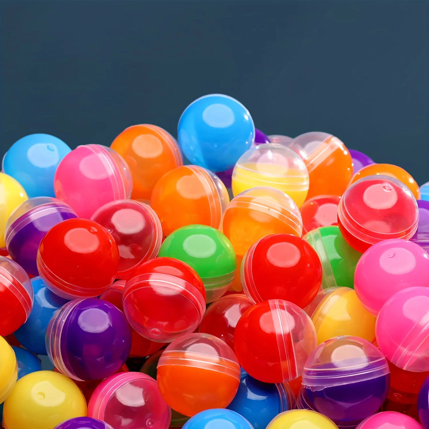 100 Piezas de Cápsulas Redondas Translúcidas de Colores, Envases de Plástico Redondos para Premios, Recuerdos de Fiesta, Máquina Expendedora de Cápsulas