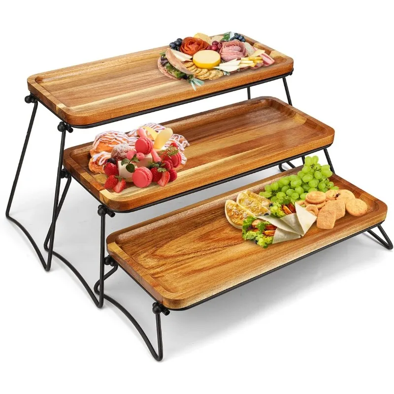 

3 Tier Cupcake Stand and Towers Serving Tray for Party, Acacia Wooden Dessert Table Display Set, Decorative Tiered Tray Decor