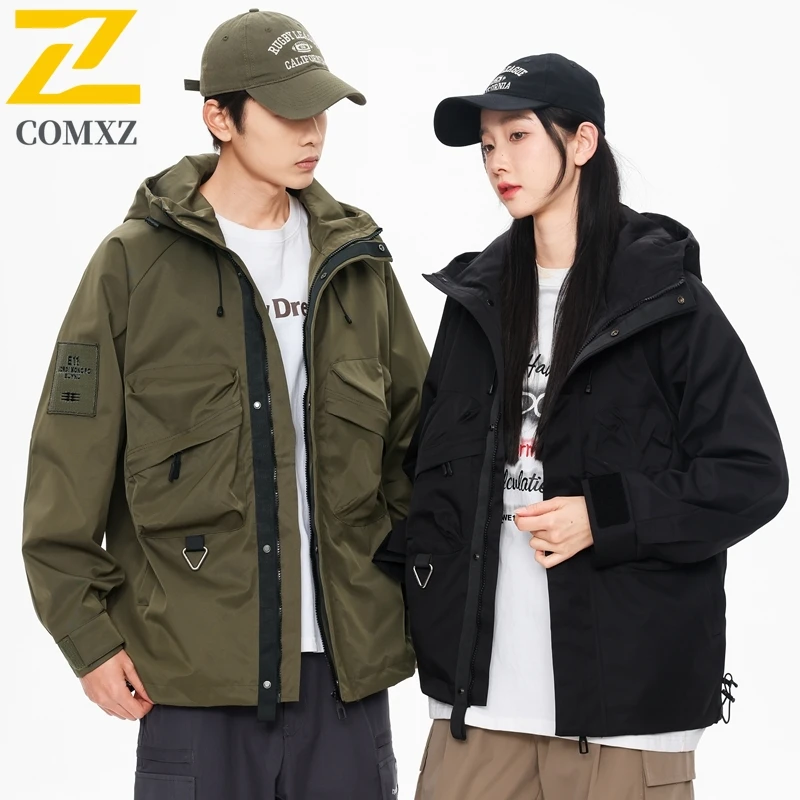 

Japanese Thin Waterproof Jacket Couple Camping Single Layer Soft Shell Windproof Windbreaker Men Casual Work Sports Pocket Coats