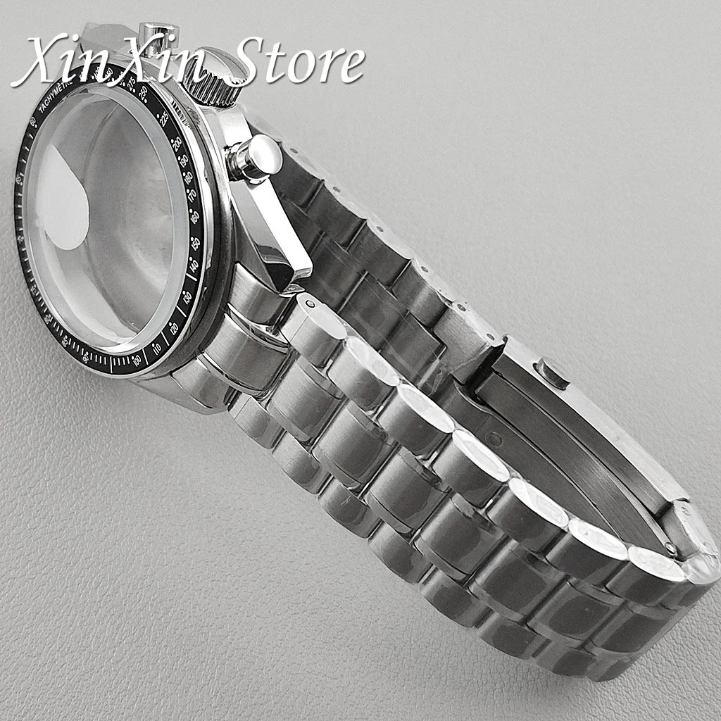 الأزرق الحافة VK63 39.7 مللي متر ساعة رجالي حافظة القمر نمط الظهر كرونوغراف ل VK63A VK63 VK64 حركة الكوارتز يناسب 20 مللي متر حزام