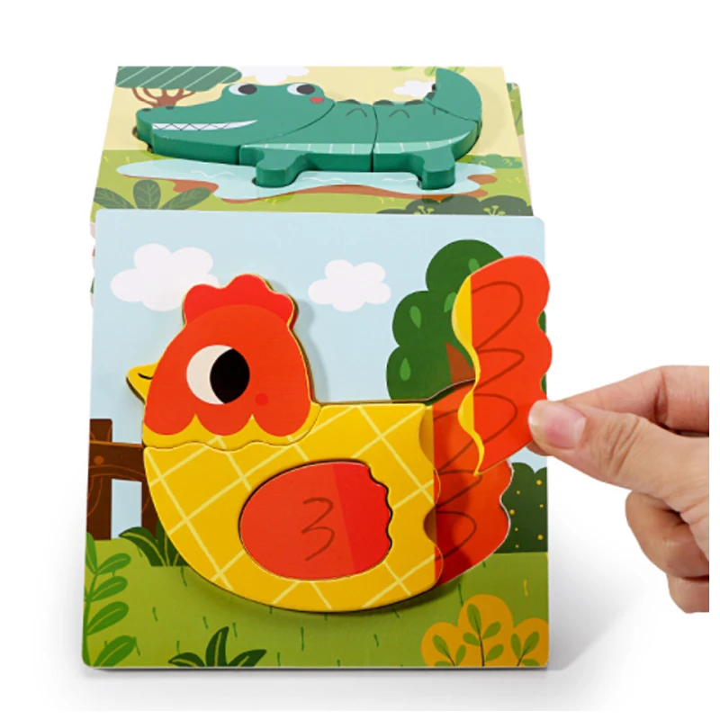 

Детская деревянная мультяшная 3d головоломка с изображением животных, когнитивная форма, мозаичная доска, интеллектуальная головоломка для малышей, игрушка p196