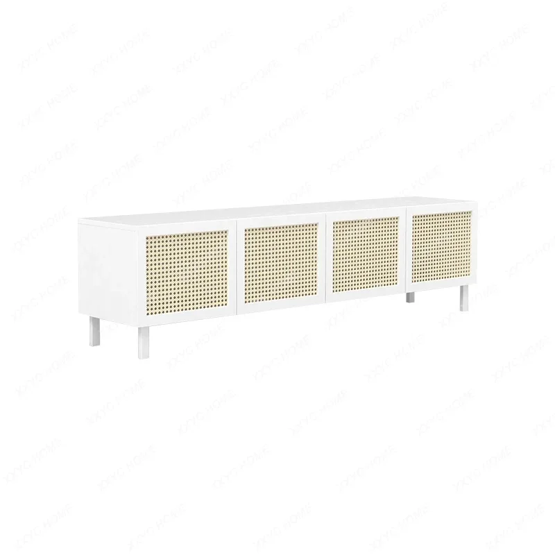 

AA solid wood rattan TV cabinet simple modern long floor cabinet