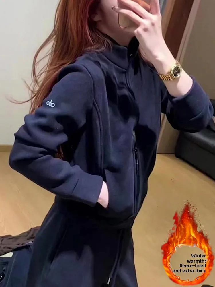 

Korean Sle Women's Thiened Fce Sports Set Autumn Winter Casual Slimming Faionable Two-Piece Sweatirt Outfit