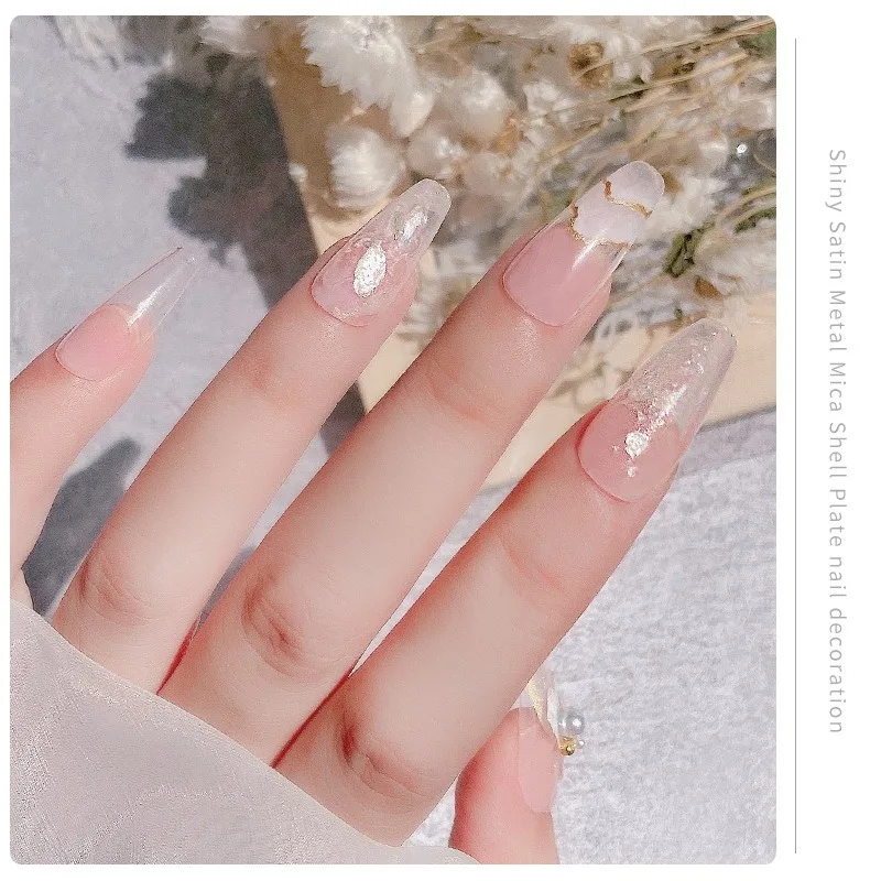 1Pcs Velvet Shell Mica Satin Fragments Nail Sequins Iridescent Pure White Ins Style Ornaments for Handmade Nail Art Decoration