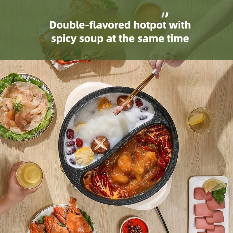 6L سعة كبيرة 220 فولت 2-نكهة إناء/ قدر كهربائي غير عصا ماكينة طهي الطعام الأجهزة المنزلية طباخ متعدد للحزب الأسرة