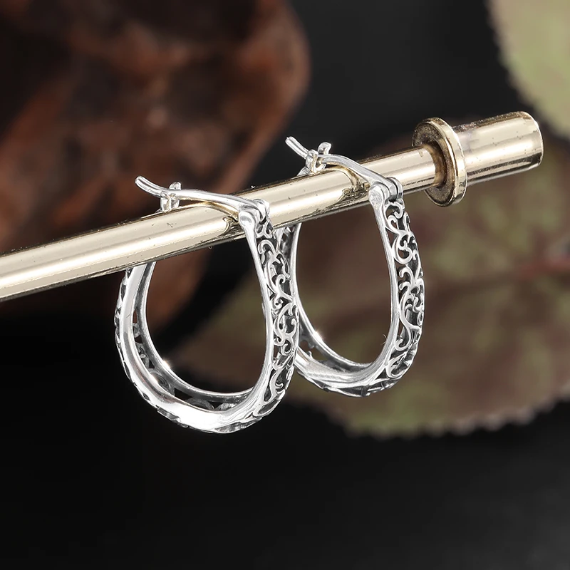 Retro Popular Hollow Carved Earrings for Men and Women Trendy Hypoallergenic Earrings Jewelry