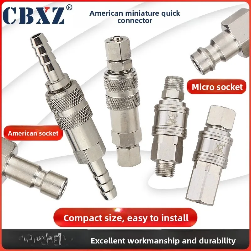 Quick Connector C-Type Self-Locking Male and Female Micro Small Pneumatic American-Style Oxygen Tube Pu Tube Threaded Air Pump Quick Connector