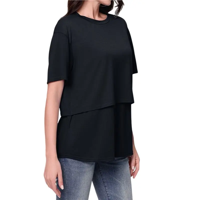 a07i-women's-maternity-shirts-short-sleeves-tops-double-laye-breastfeeding-tees-pregnancy