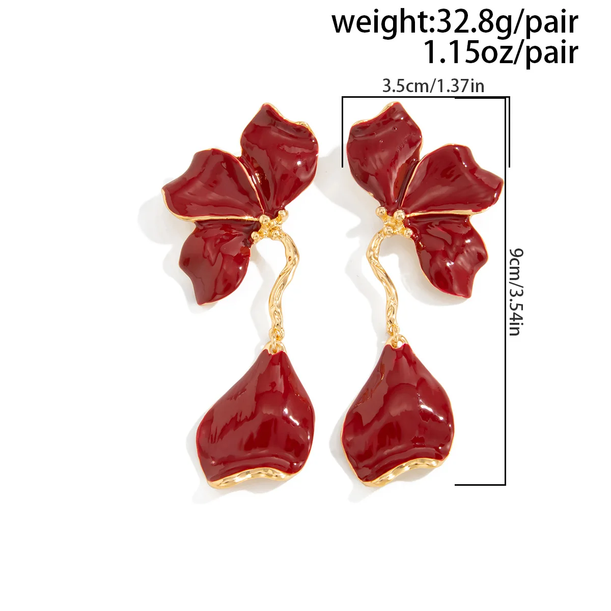 Sweet 3D Flower Earrings – Multi Color Drip Oil Ear Studs Gold Apricot Cream White Red Brown Alloy Jewelry for Women 3637
