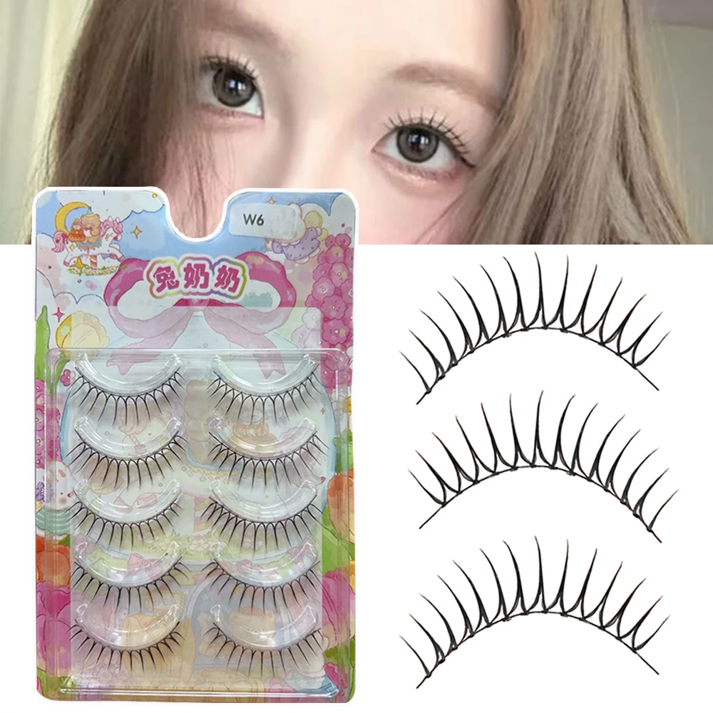 5 Pairs U-shaped Fake Eyelashes Dense False Eyelashes Natural Cross Decor Lash Extension Reusable Korean Eye Makeup Cosmetics