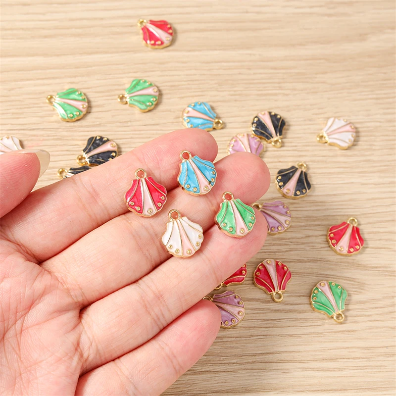 10 Stück 12x14mm Niedliche Meereslebewesen-Anhänger, Emaillierte Muschel-Charms für Schmuckherstellung, Ohrringe, Anhänger, Halsketten, DIY-Bastelzubehör – Detail 3