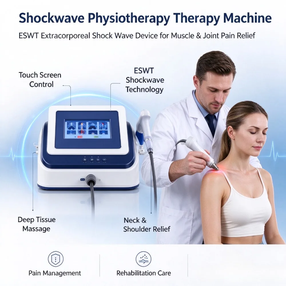 Shockwave Physiotherapy Machine, ESWT Extracorporeal Shock Wave Device for Muscle & Joint Pain Relief, Rehabilitation Therapy