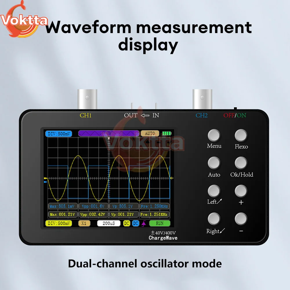 SCO2 Dual Channel Digital AUTO Oscilloscope PWM 50M 10Mhz Sampling Rate 2.5KSa/S Analog Bandwidth for Electronic Repair Tools