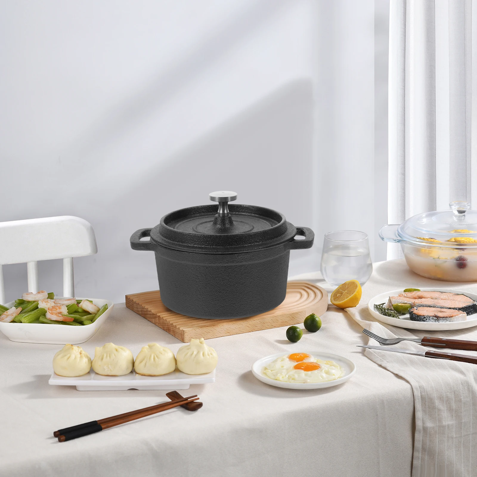 

Mini Cast Iron Pot Multi functional Milk Soup Boiler Wear Heat Fracture Rust Resistant Kitchen Accessory Steaming Heating Food