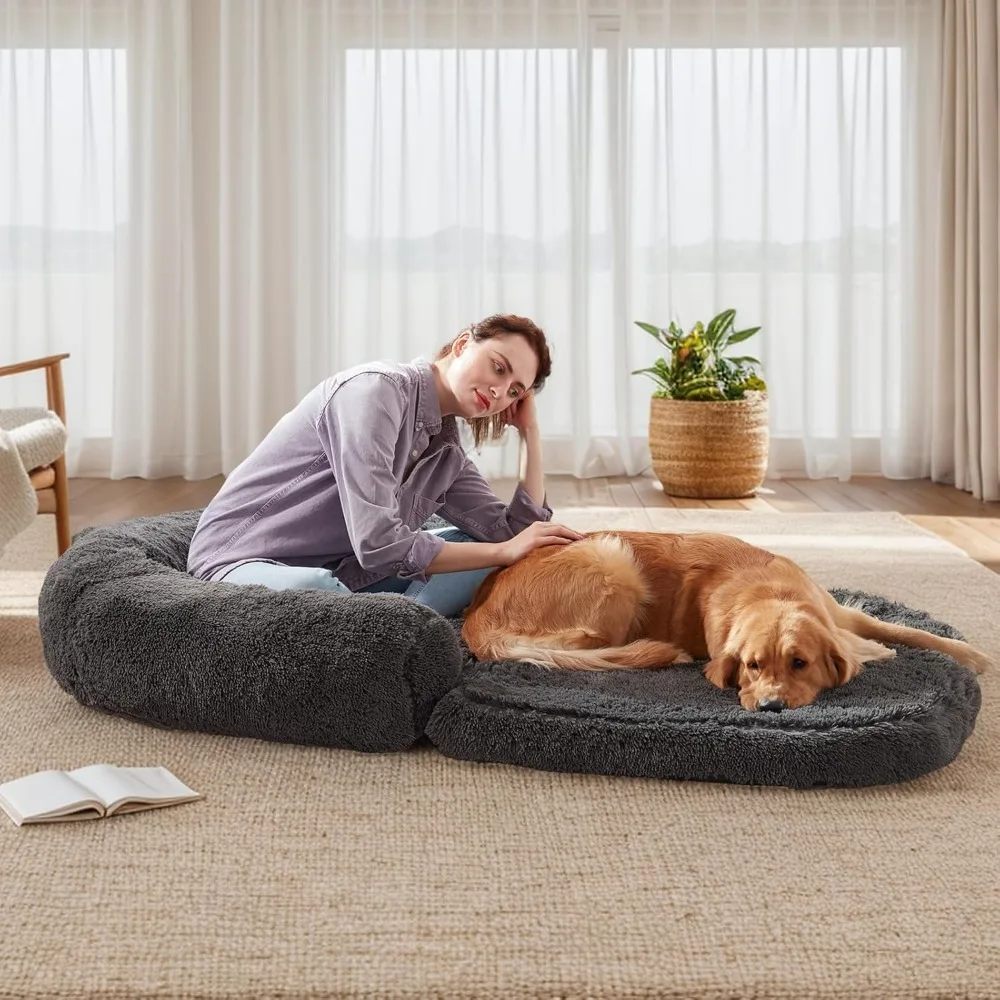 Human Dog Bed, 2025 new style, dog bed, dog kennel Beds for Large ,big dog Foldable Plush Washable Bed for People Doze Off