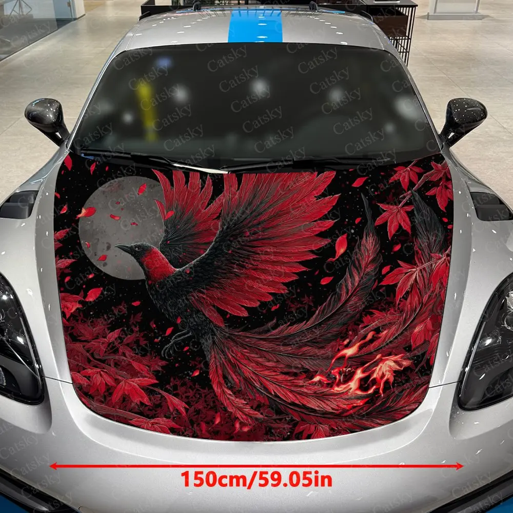 Night Moon Phoenix Car Hood Stickers, Waterproof And Wear-resistant Decorative Stickers, Suitable For Various SUV Models, PVC St