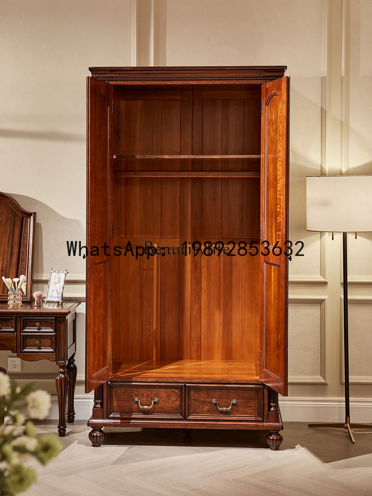 QQ *All solid wood North American cherry wood two-door wardrobe storage cabinet quilt cabinet