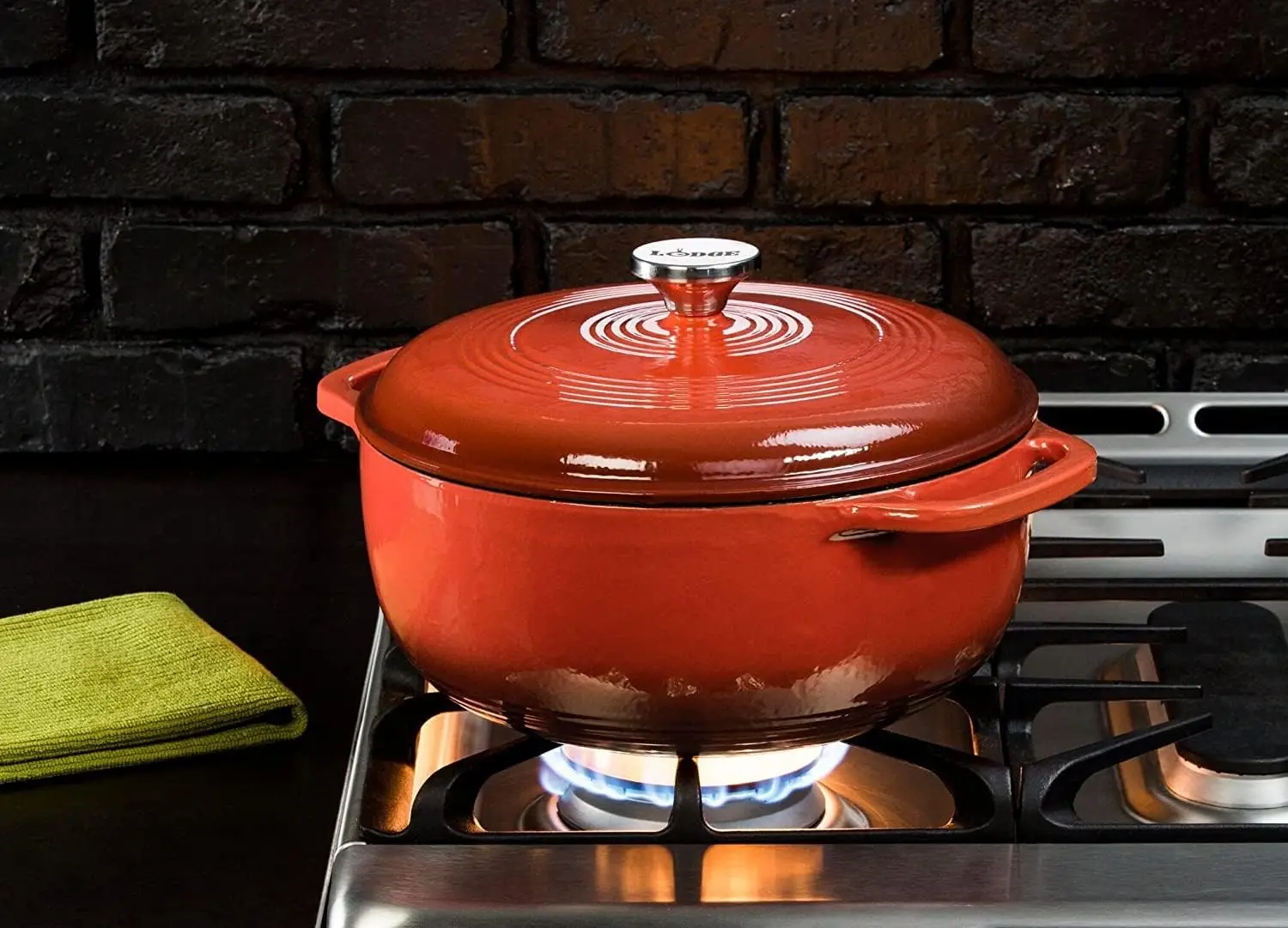 7.5 Quart Enameled Cast Iron Dutch Oven with Lid – Dual Handles – Oven Safe up to 500° F or on Stovetop - Use to Marinate, Cook