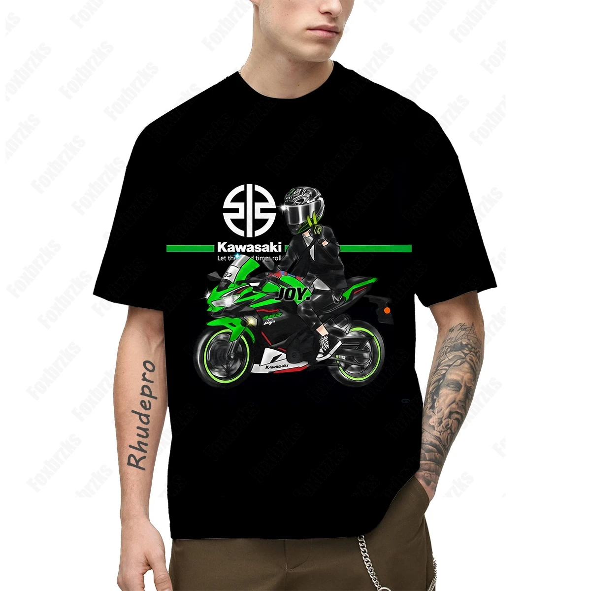 24/25 letni mężczyźni Kawasaki ciężki motocykl miłośnicy jazdy kulturowej t-shirt z nadrukiem 3D z krótkim rękawem Top treningowy dla