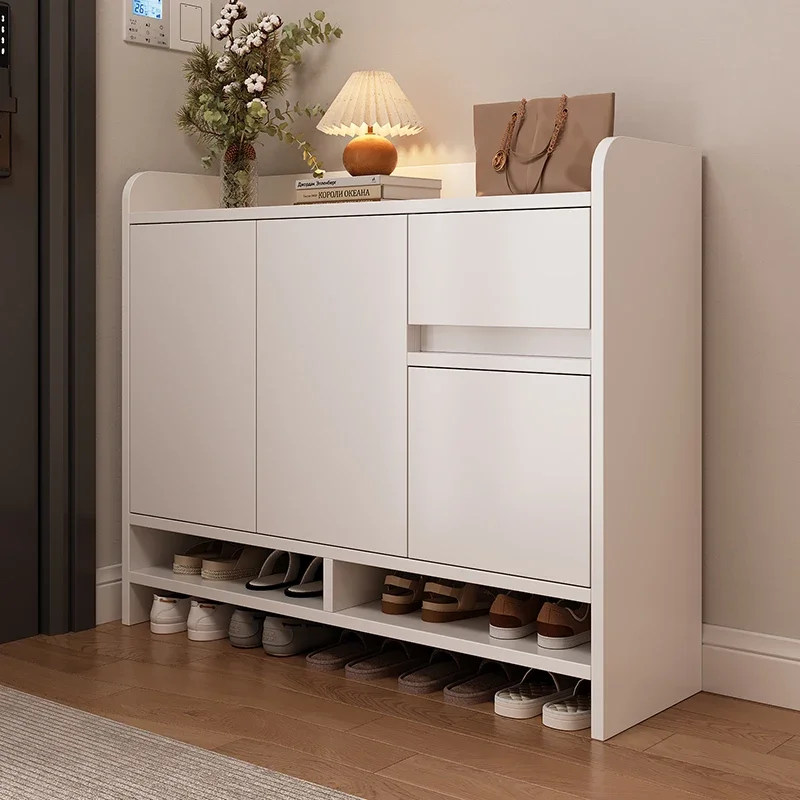 

Shoe cabinet household door storage cabinet integrated against the wall solid wood into the home High Quality