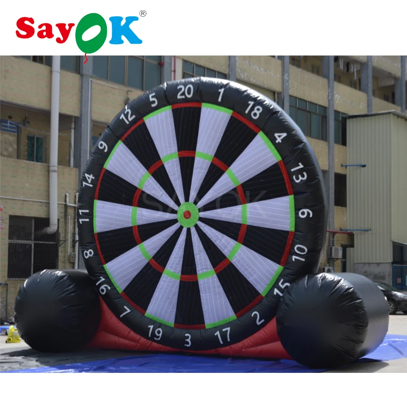 Sayok 5mh/16.4ft Pvc Inflatable Soccer Darts Board Inflatable Football Darts Board Games with 6 Footballs for Sports Games Party