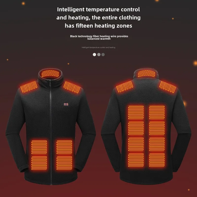 Smart Heating Shell Jacket Three-in-One Cold-Proof Warm Hooded Men's Outdoor Cotton Clothes Carbon Fiber Heating