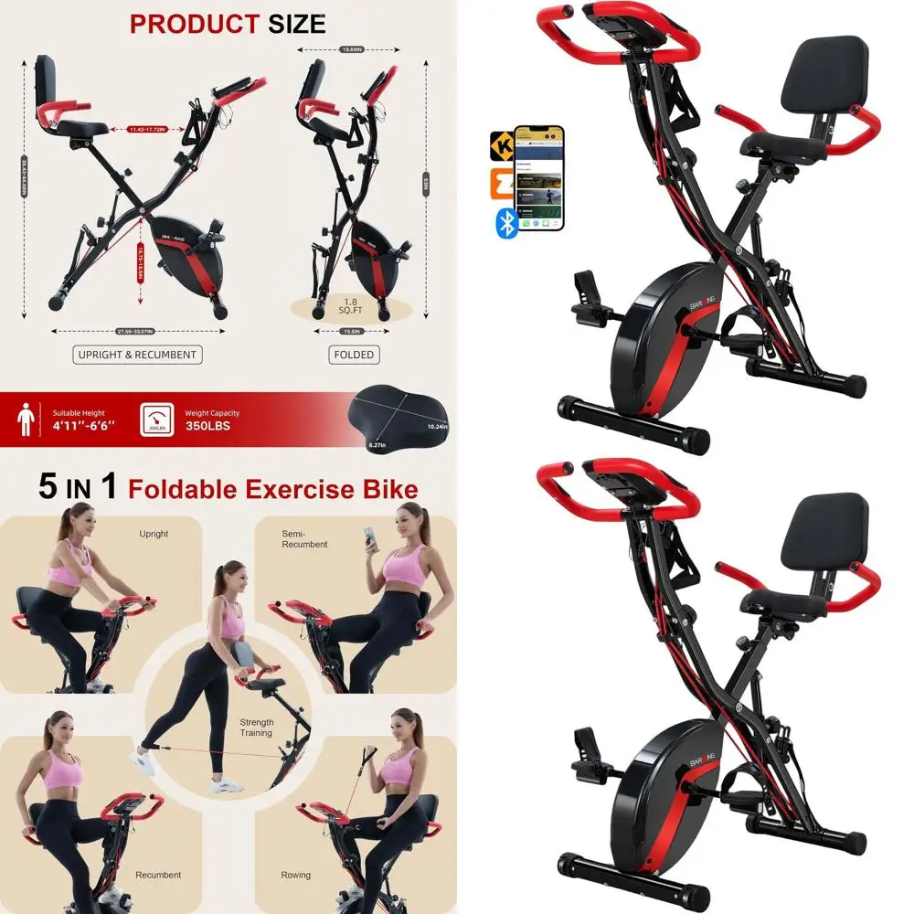 

Велотренажер 5-в-1 для дома, регулируемый, нагрузка до 160 кг, 16 уровней магнитного сопротивления, регулировка сиденья и спинки