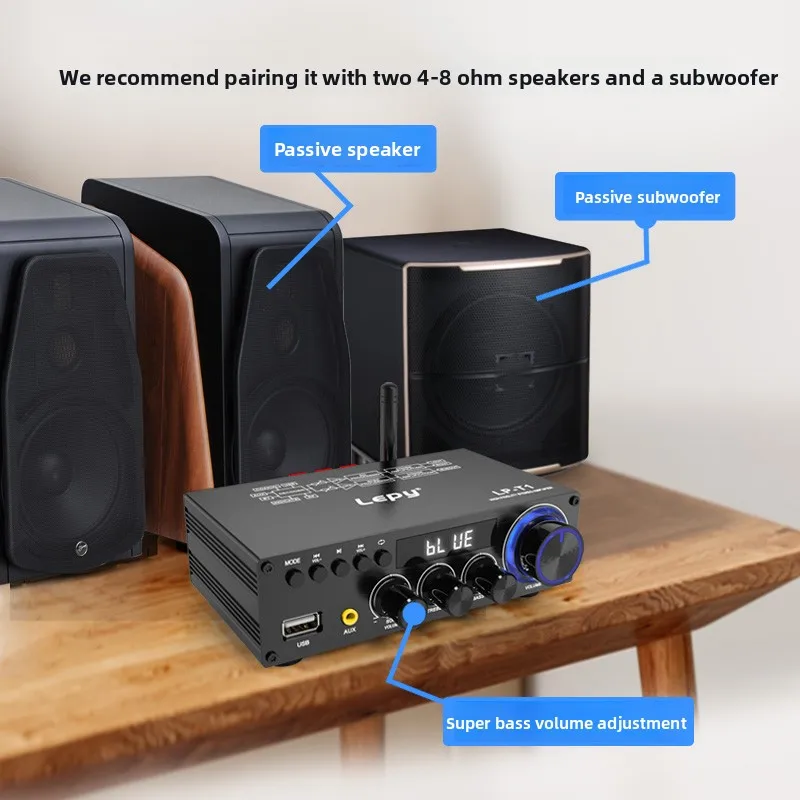 Lepai T1 بلوتوث 5.1 مضخم رقمي 2.1 قناة محوري فك تشغيل USB بدون فقدان مكبر كهربائي عالي