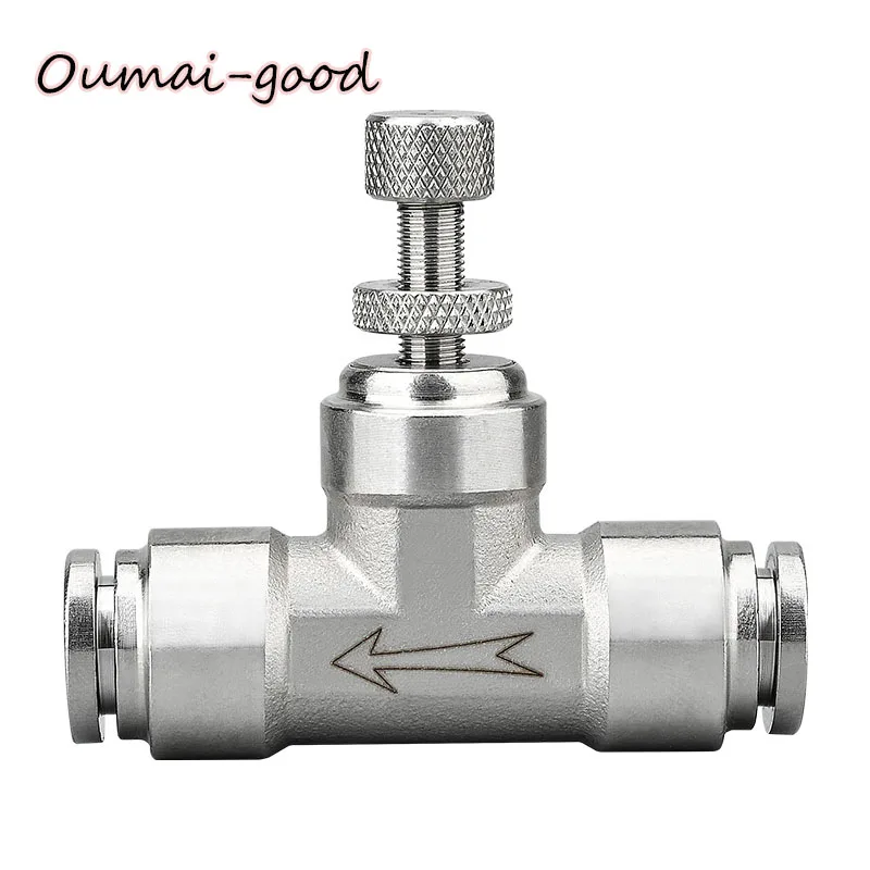 304 Stainless Steel Metal Pneumatic Quick Connector SA4/6/8/10/12mmThread 1/8 1/4 3/8 Hose Fittings Pneumatic Throttle Valve