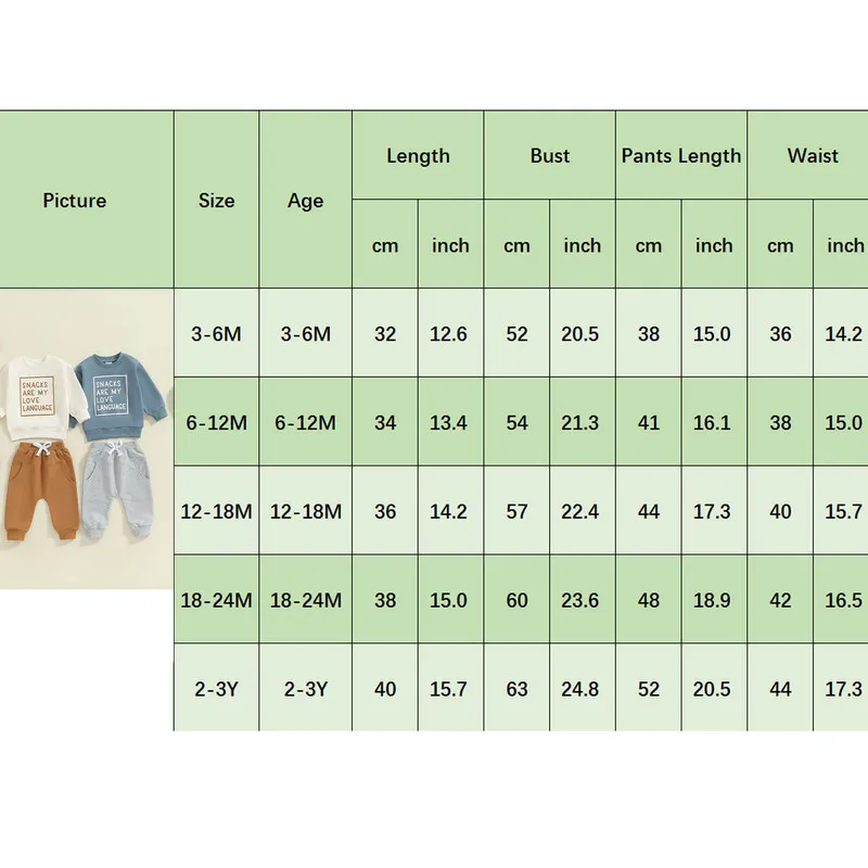 طفل رضيع بانت مجموعات ربيع الخريف ملابس طويلة الأكمام طاقم الرقبة رسالة البلوز مع مرونة الخصر Sweatpants الرضع