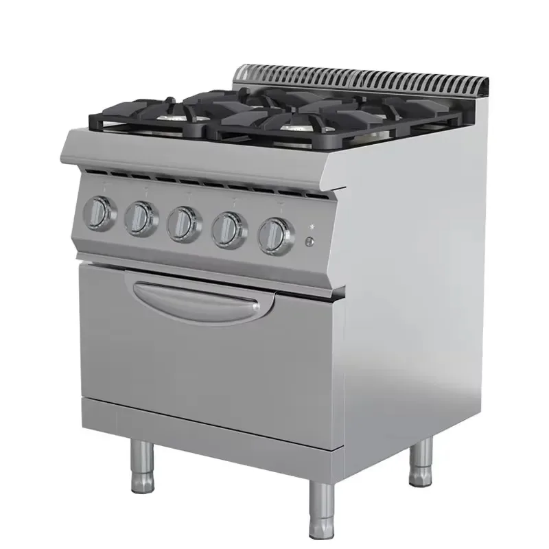 Commercial 4 Burner Gas Stove High Power Stainless Steel Clay Boiler with Oven
