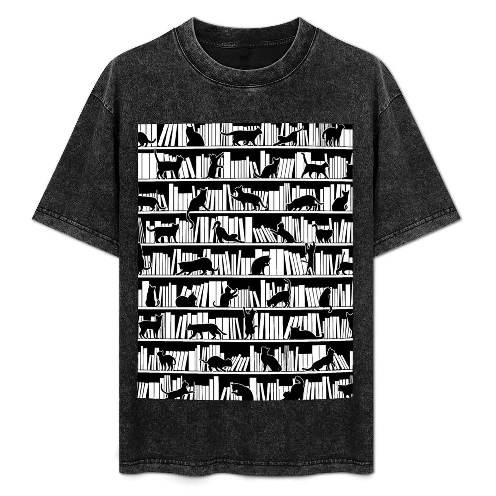 

All I Need Is Books & Cats Bookish Book & Cat Lover Pattern T-Shirt Holiday Party Tee Shirt