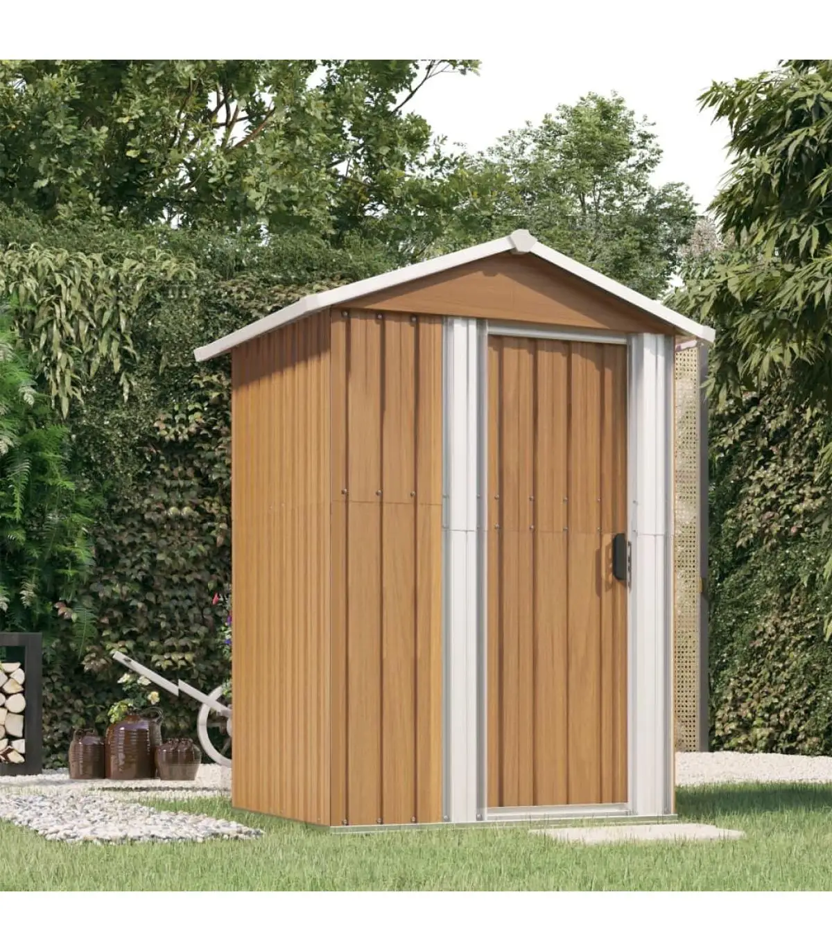 126x97,5x177 cm galvanized steel Garden Shed sheds Brown