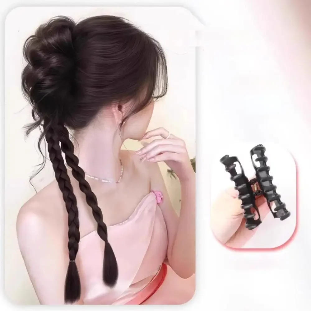 Parrucca sintetica con clip con boccioli di fiori Treccia intrecciata Estensioni dei capelli dall'aspetto naturale Accessori per capelli dolci giocosi per le donne
