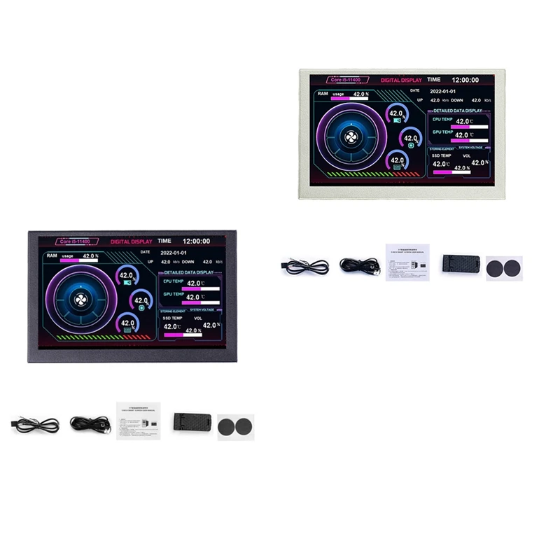 5-Inch USB-C Sub-Screen Chassis IPS Computer Sub-Screen Graphics Card Temperature Monitoring Status Chassis