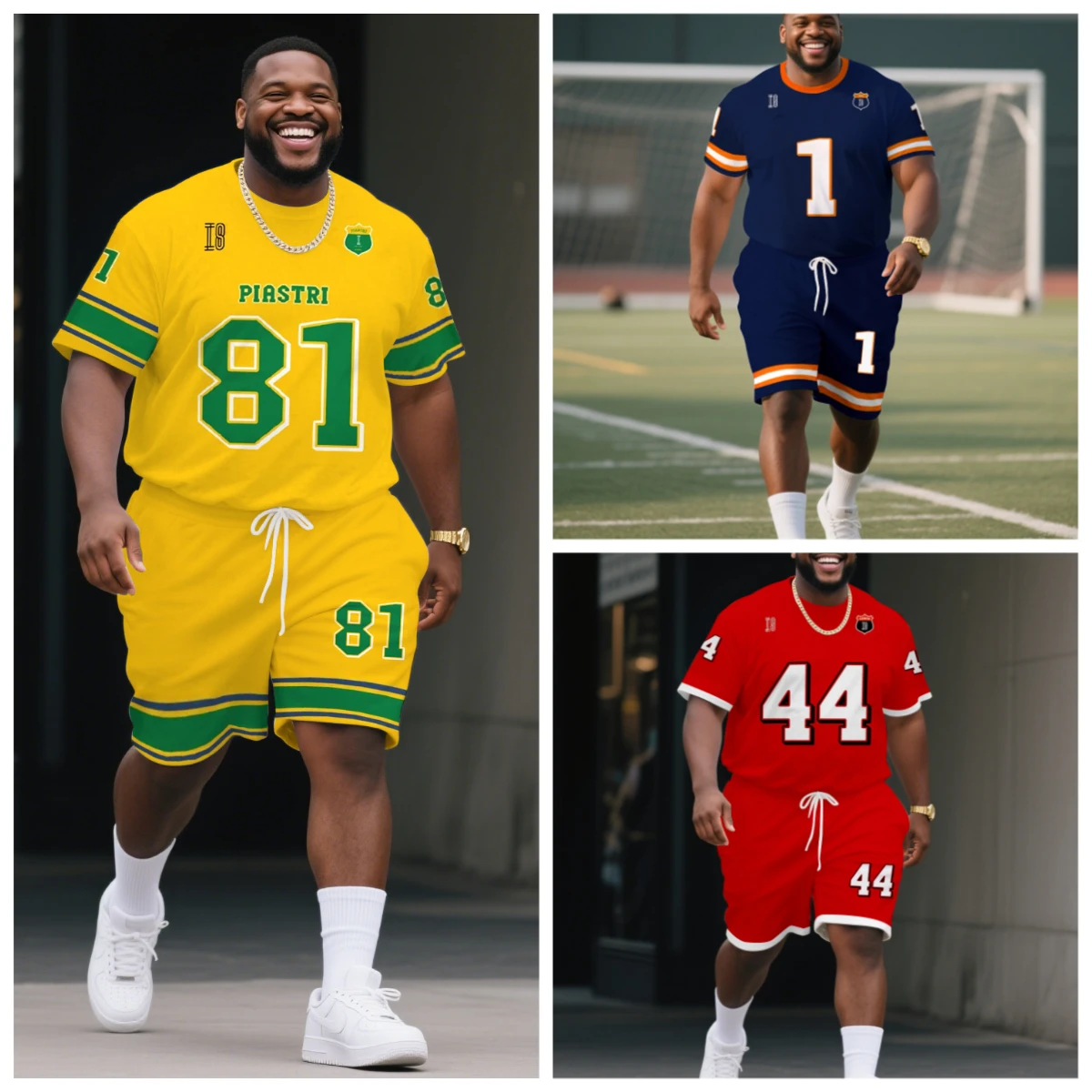 

Big & Tall Striped Cuff Custom Name Number Print Tee & Drawstring Shorts 2Pcs Sports Jersey Outfit