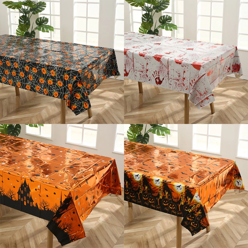 137x183Cm Halloween Party Horror Reaper Cute Pumpkin Skull Disposable Tablecloth Dessert Table Rectangular Table Decoration