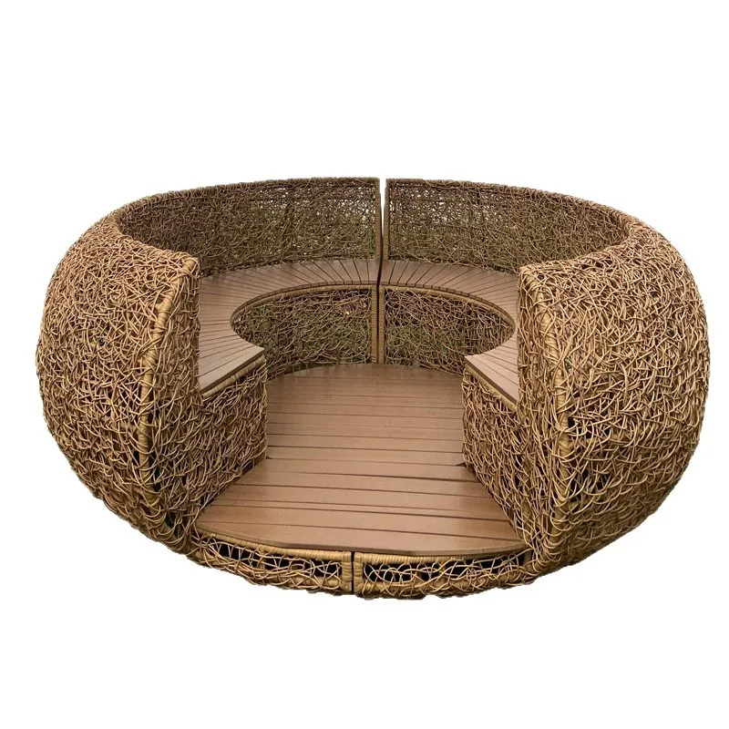 Holiday scenic spot floor-to-ceiling creative bird's nest modeling table and chair villa vacation card seat rattan weaving