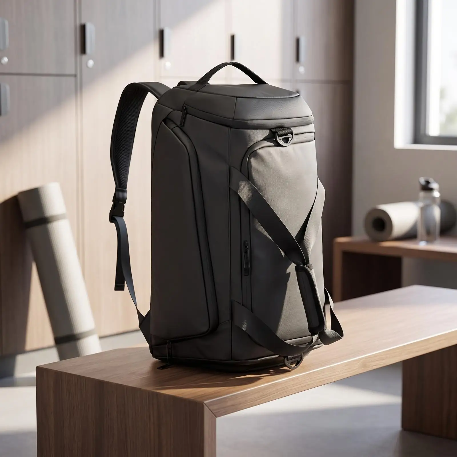 Industrial Container Premium Oxford Gym Duffel Bag Spacious Sports Backpack Wet Dry Separation for Workouts and Weekends