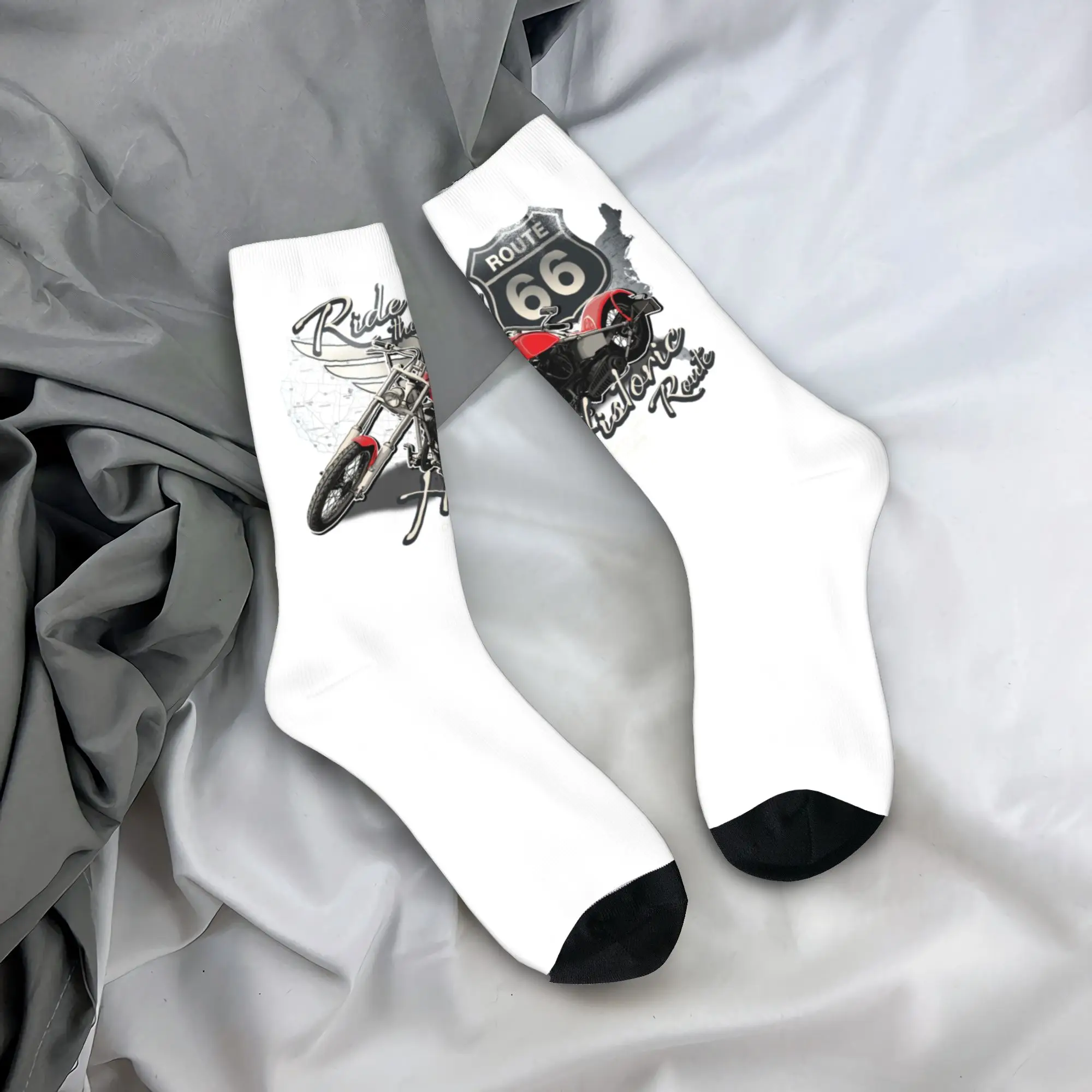 

Мужские носки Custom Kawaii для путешествий и мотоциклетных поездок по Route 66, унисекс, удобные, теплые, с 3D-принтом, в американском стиле, для езды на мотоцикле