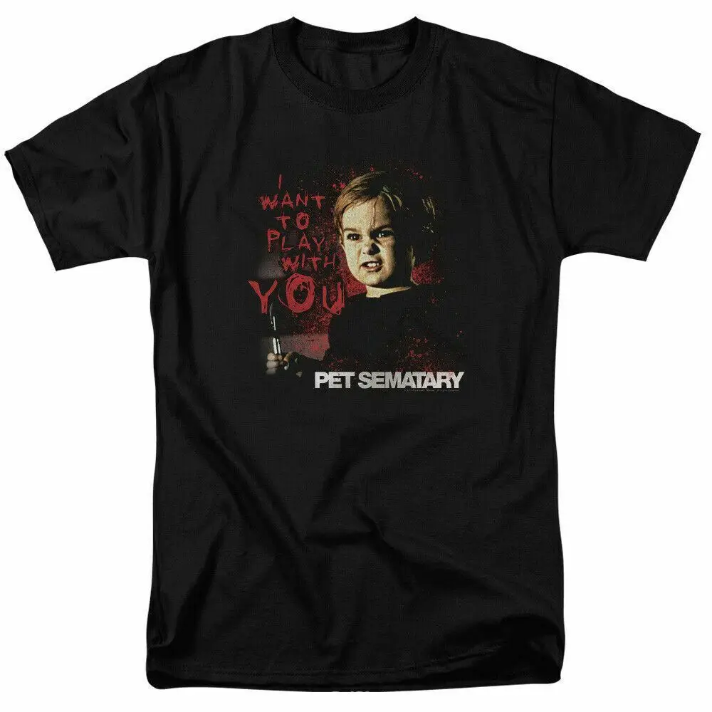 

Pet Sematary I Want To Play T Shirt Mens Licensed Horror Movie Tee Black