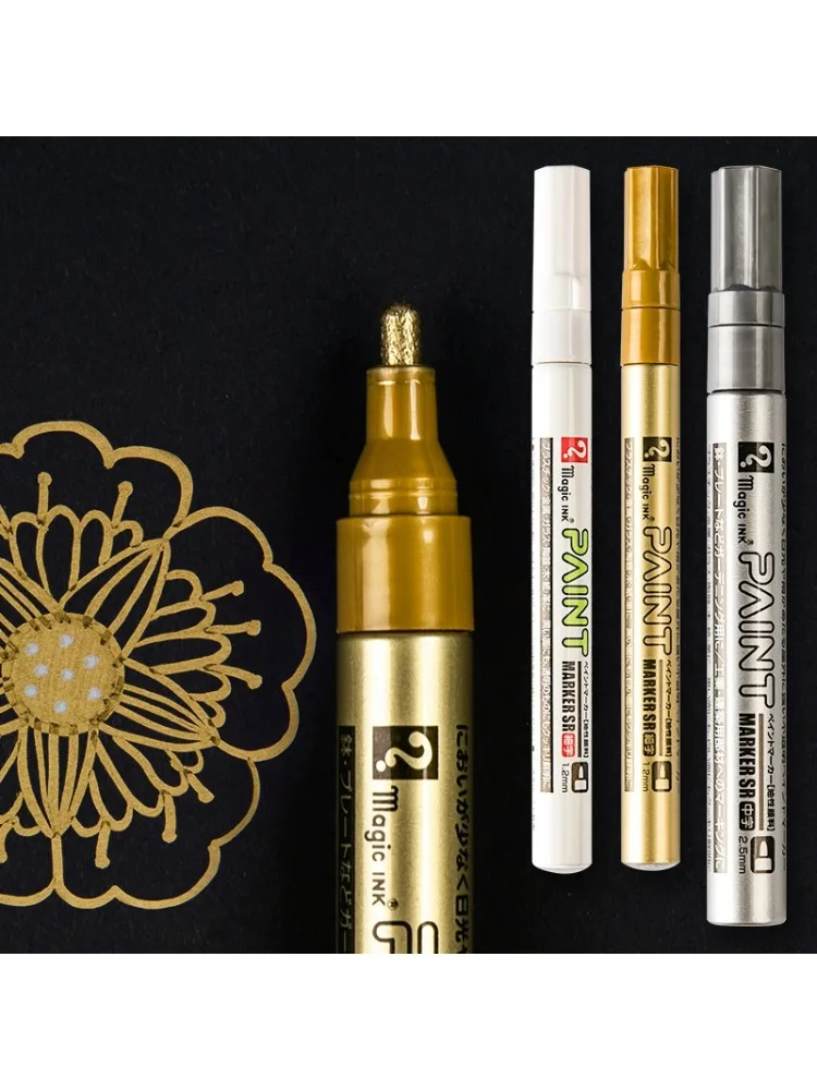 Stylo marqueur de peinture Permanent, 1.2mm/2.5mm, séchage rapide, étanche, pour marqueurs de pierre, bande de roulement de pneu, caoutchouc, tissu métallique, 2/3 pièces
