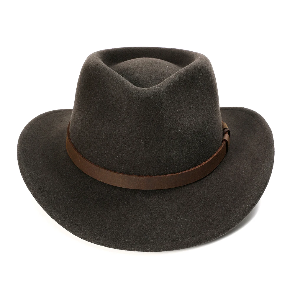 Crushable Men Cowboy Hat 100% Wool Felt Wide Brim Fedora XL Large Size Hat