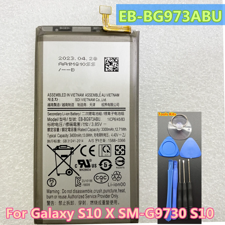 New EB-BG973ABU 3400mAh High Quality Battery For Samsung Galaxy S10 S10X SM-G9730 SM-G973 G973F G973U G973W Mobile Phone +Tools